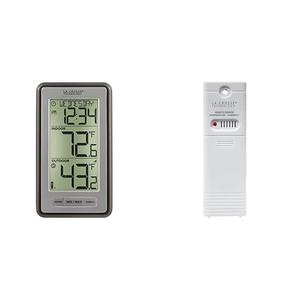 La Crosse Digital Indoor Outdoor Thermometer Bundle with Wireless Outdoor Temperature Humidity Sensor, 24-hr Display, Multi-Format Calendar, Battery Monitoring