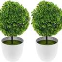 Amosfun 2Pcs Artificial Topiary Balls in Pots Simulated Boxwood Eucalyptus Plants Decorative Indoor Table Centerpieces for Home Office Relaxation