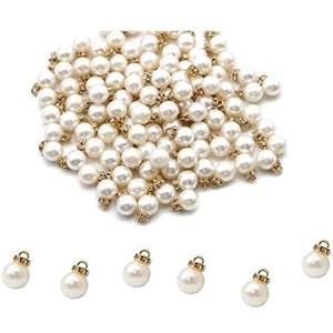 25 Pcs Faux Pearl Flat Pin Charms Beads Pendants DIY Jewelry Making Findings