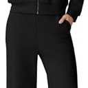 QINSEN Women's Cotton 2 Piece Outfits Lapel Long Sleeve Zip Up Sweatshirt Wide Leg Pants Matching Tracksuit Sets Small