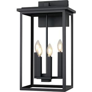 Extra Large Outdoor Wall Light Fixture,Black Outdoor Wall Sconce,Exterior Garage Lights, Modern Exterior Lights for House,Waterproof Front Porch Lanterns with Toughened Glass E12 1 Pack