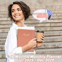 3 x Monthly Planner 2025-2026 (7.4'' x 9.6''), Jul 2025-Dec 2026, 18 Months Calendar Planner, 2025 Academic Yearly Agenda Planner with Bookmark & Pocket, Perfect for School, 120GSM Paper, Pink