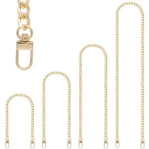 RAPUDA 4 Pieces Different Sizes Iron Replacement Flat Chains Iron, Metal Chain Strap for DIY Purse Handbag Shoulder Crossbody Bag Clutch (15.4 Inch, 23.6 Inch, 31. 4 Inch, 47.2 Inch) Gold