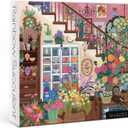 Flower Plant Puzzles 1000 Piece for Adults, Colorful Aesthetic Floral Art Jigsaw Puzzles, Cute Pretty Housepant Succulent Teacup Cat Puzzle