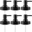 Regular Mouth Plastic Mason Jar Soap Dispenser Pumps and Lids- Rust-Proof Mason Jar Accessories Rustic Farmhouse Kitchen Counter Top Bathroom Decor and Organization - 6 Pack