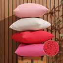 WEMEON Outdoor Waterproof Pillow Covers 18x18in Set of 4, Solid Color Pillows Decorative Square Patio Furniture Pillows for Couch Patio Balcony Tent Garden(Red/Pink/Beige)