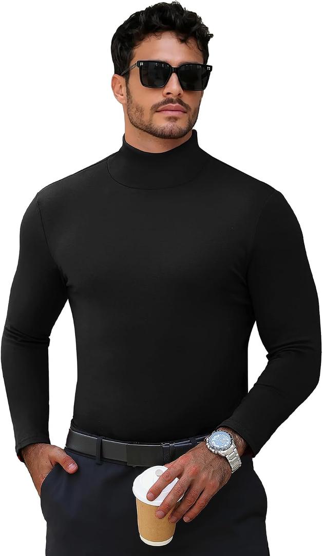 Men's Turtleneck Casual Basic High Neck Long Sleeve T Shirts Half Neck Lightweight Pullover Sweater, M