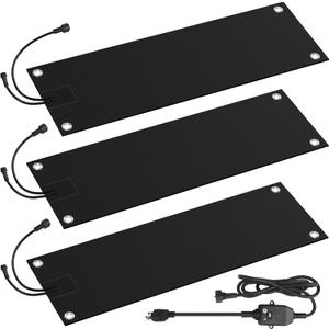 3 Pcs Heated Snow Melting Mats, 10 x 30 in No-Slip Rubber Heated Outdoor Mats, Snow and Ice Melting Mats for Winter Outdoor Stairs, Steps, Doorways, Walkways, Driveway, 2 in/h Melting Speed