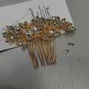 Foyte Crystal Bride Wedding Hair Comb Silver Flower Bridal Headpieces Leaf Hair Pieces Rhinestone Bridesmaid Side Combs Hair Accessories for Women (gold flower)