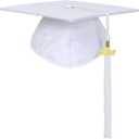 Unisex Adult Matte Graduation Cap with Tassel Year Charm (White)