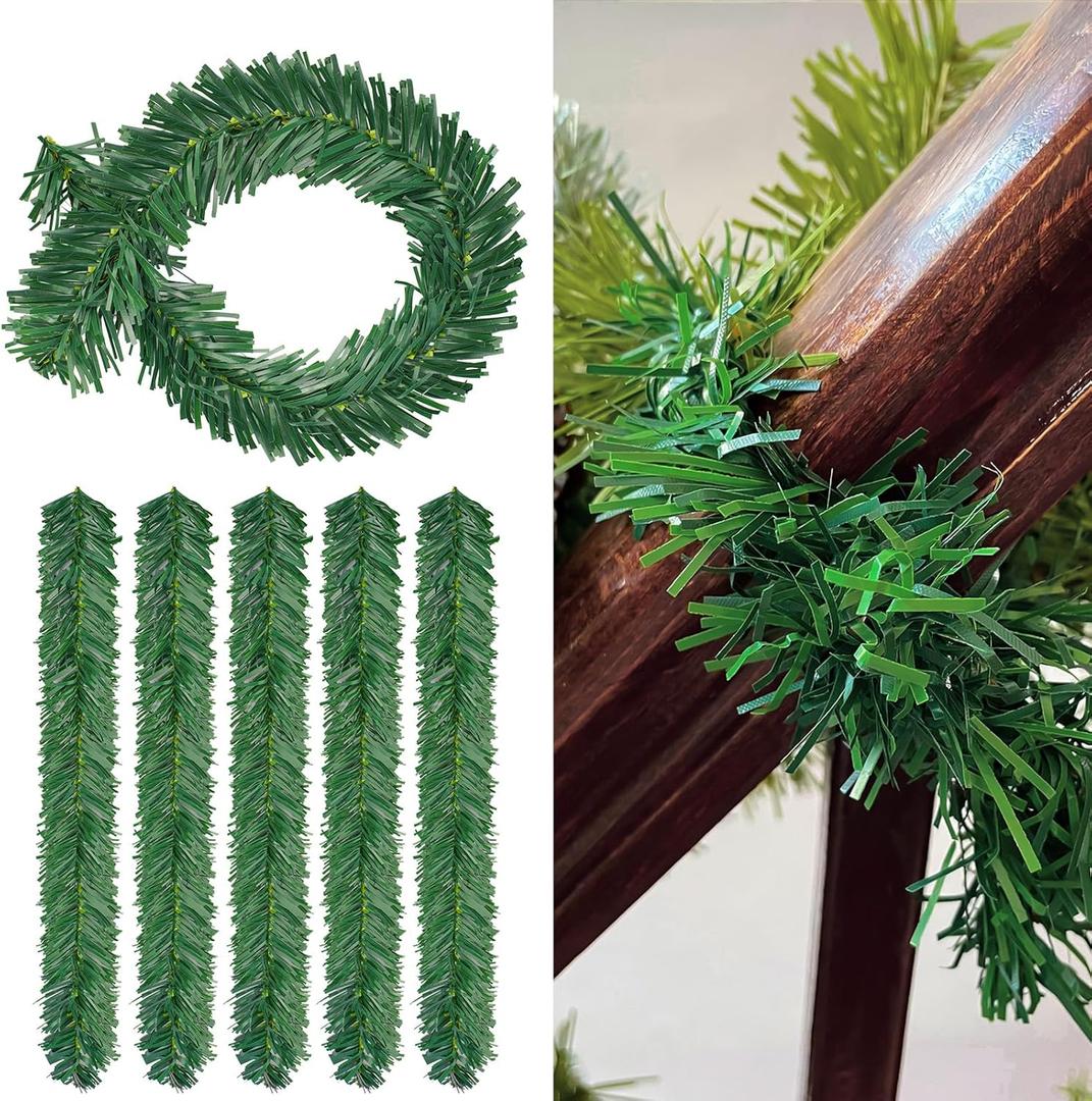 20 Pcs Christmas Garland Ties 18 Inch Artificial Pine Needles Faux Pine Green Twist Ties for Banister, Christmas Tree Branches for Xmas Holiday Decoration Craft Gift Wrapping