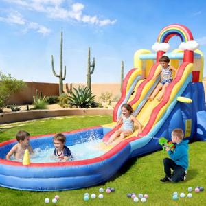 Inflatable Water Slides for Big Kids with 680W Blower, 840D Oxford Commercial Grade, 400lbs Capacity, Family Size Pool for Backyard Outdoor Party Summer Fun, 20x7.5x9.5ft