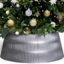 Christmas Tree Collar - Rome Design Skirt, Lightweight, Sustainable - 9 Panels, Easy Setup & Storage - Protects Tree from Pets - Fits Trees Up to 8 Feet Tall (Silver, 9 Panels)