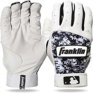 Franklin Sports MLB Adult Batting Gloves - Digitek Camo Baseball + Softball - Premium Leather - Many Sizes+Colors-Adult (Medium, Gray/White/Black)