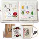 TenDawn Beginner Embroidery Stitch Book with Fabric Pages, 32 Essential Stitches in Structured Learning Order for Adults, DIY Sewing Kit with Floral Motifs, Practice Patterns (Basic & Intermediate Kit)
