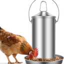 Chicken Feeder - 304 Stainless Steel 8.8 lb Rust-Proof No Waste Poultry Feeder for Outdoor Coops, Chickens, Ducks & Small Farms