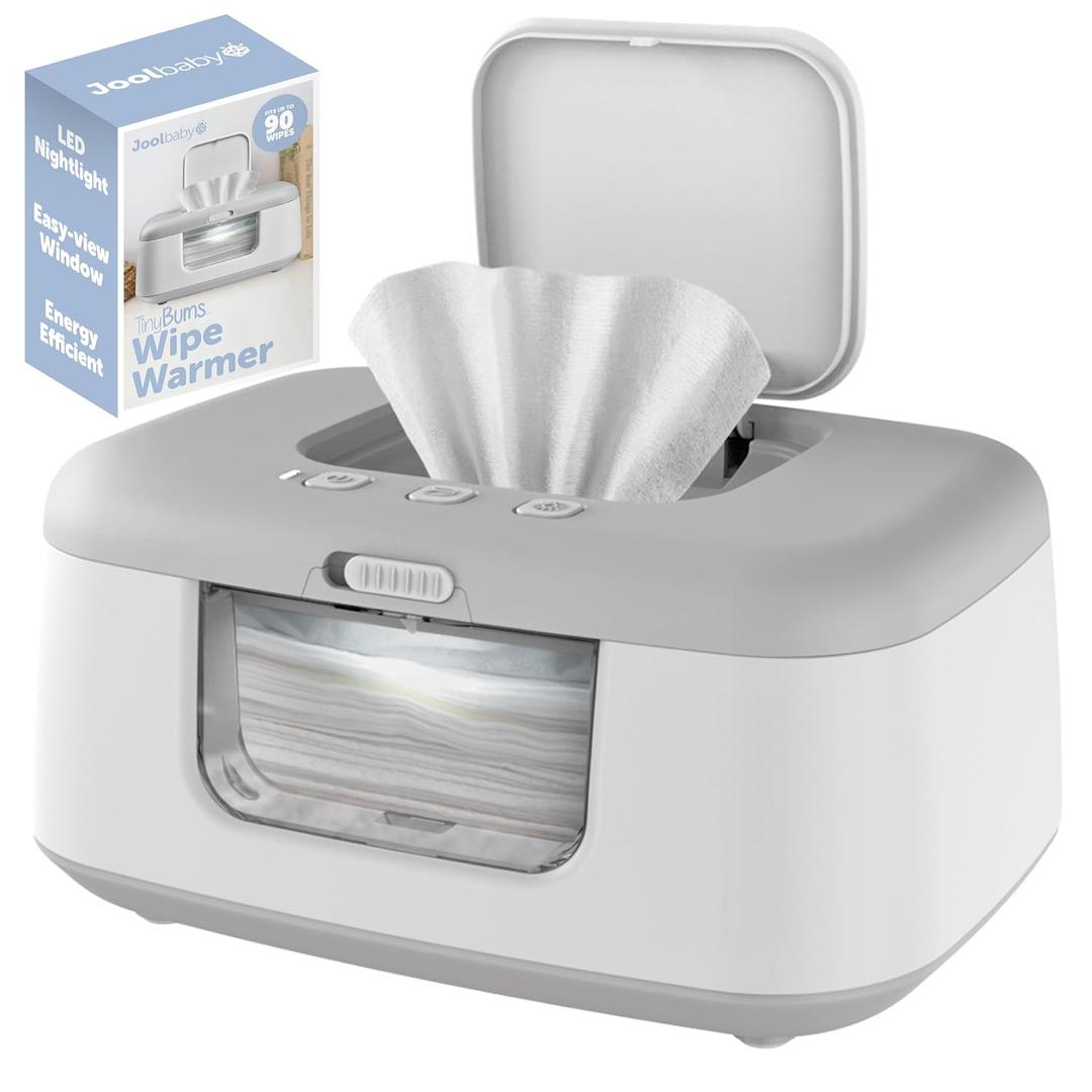 Jool Baby TinyBums Baby Wipe Warmer & Dispenser with LED Changing Light & On/Off Switch (Gray)