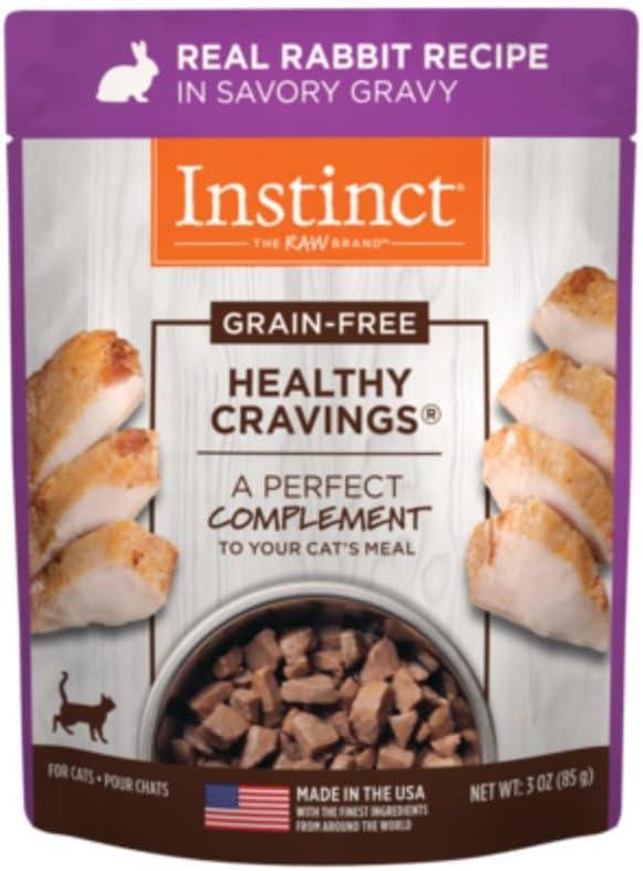 Instinct Healthy Cravings Natural Wet Cat Food Topper, Grain Free Recipe - Real Rabbit, 3 oz. Pouches, EXP December 19 2026 (Pack of 24)