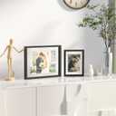 Egofine 5x7 Floating Frames Set of 2, Double Plexiglass Picture Frame, Made of Solid Wood Display Any Size Photo up to 5x7, Wall Mount or Tabletop Standing, Black with Texture