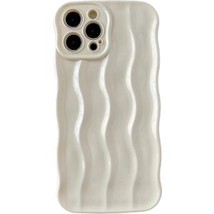 Caseative for iPhone 12 Pro Max Case,Water Ripple Pattern Curly Wave Frame Soft Phone Case (White)