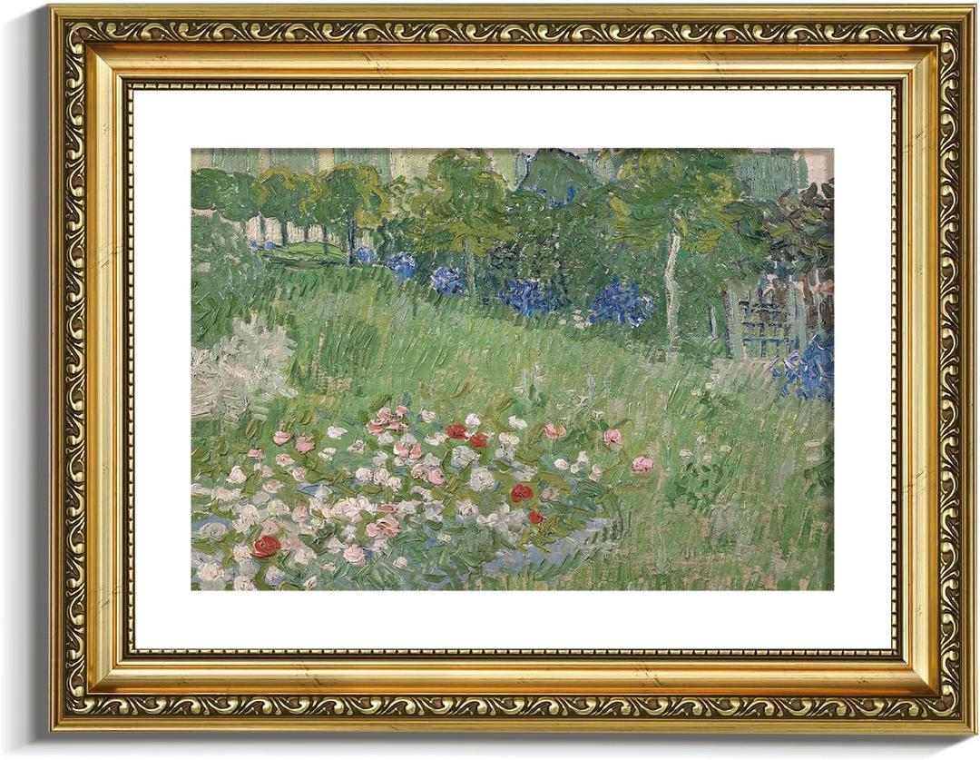 VIYYIEA Gold Framed Wall Art Canvas Print Home Decor Flower Van Gogh Wall Art Vintage Botanical Garden Prints House Decor Floral Paintings Pictures for Living Room Bedroom 11x14in