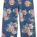 SANGTREE Girls Printed Jeans Baggy Jeans Elastic Waist Casual Wide Leg Denim Pants 6-14 Years (9-10 Years)