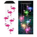 Solar Wind Chimes Flamingo,Birthday Gifts for Mom Grandma Dad, IP65 Waterproof Memorial with 7 Color Changing LED Lights, Outdoor Decor Garden Yard Decorations
