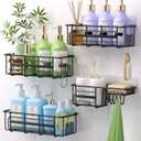 Shower Caddy Shower Organizer, 4 Pack Shower Shelves for Inside Shower, Rustproof Adhesive Black Shower Storage Rack With Built-in Soap Dish