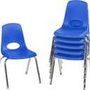FDP 14" School Stack Chair,Stacking Student Seat with Chromed Steel Legs and Nylon Swivel Glides For In-Home Learning or Classroom - Blue (6-Pack, 10364-BL