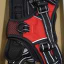 PHOEPET No Pull Dog Harness Medium Reflective Front Clip Vest with Handle,Adjustable 2 Metal Rings 3 Buckles[Easy to Put on & Take Off](M, Red)