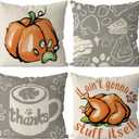 GAGEC Thanksgiving Pillow Covers 18x18 Inch Set of 4 Pumpkins Turkey Throw Pillowcase Thanksgiving Day Fall Autumn Pillowcase for Sofa Couch