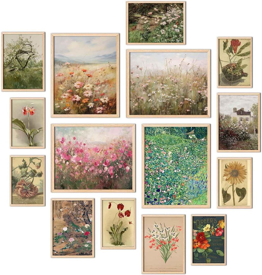TRAMIN Floral Wall Art - Vintage Floral Prints for Wall Decor, French Garden Painting Spring Landscape Botanical Art Wildflower Decor, Flower Poster for Room Aesthetic Vintage Prints, (8x10 Unframed)