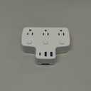 European Travel Plug Adapter USB C, International Universal Power Adapter with Type A/C/G/E/F Plug Removable,6 Outlets 3 Switches,US to Europe Spain France Greece UK Portugal, White