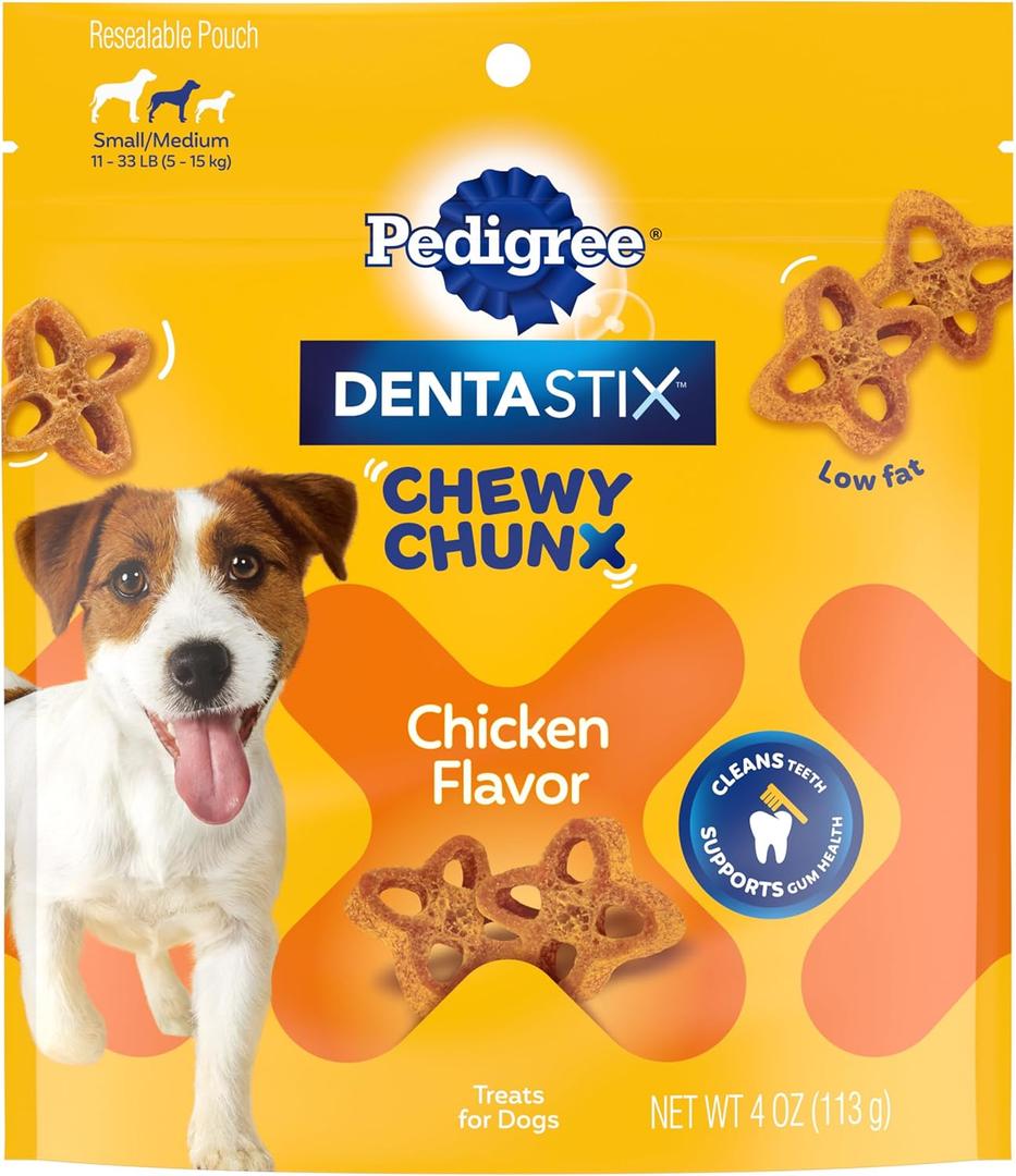 Pedigree Dentastix Chewy Chunx Small & Medium Dog Treats Chicken Flavor, 4 oz. Bag
