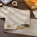 Thanksgiving Table Runner Fall Pumpkin Maple Leaves Table Runner Washable Non-Slip Heatproof Woven Seasonal Dining Table Decoration 12 x 70 Inch (Light Yellow4)