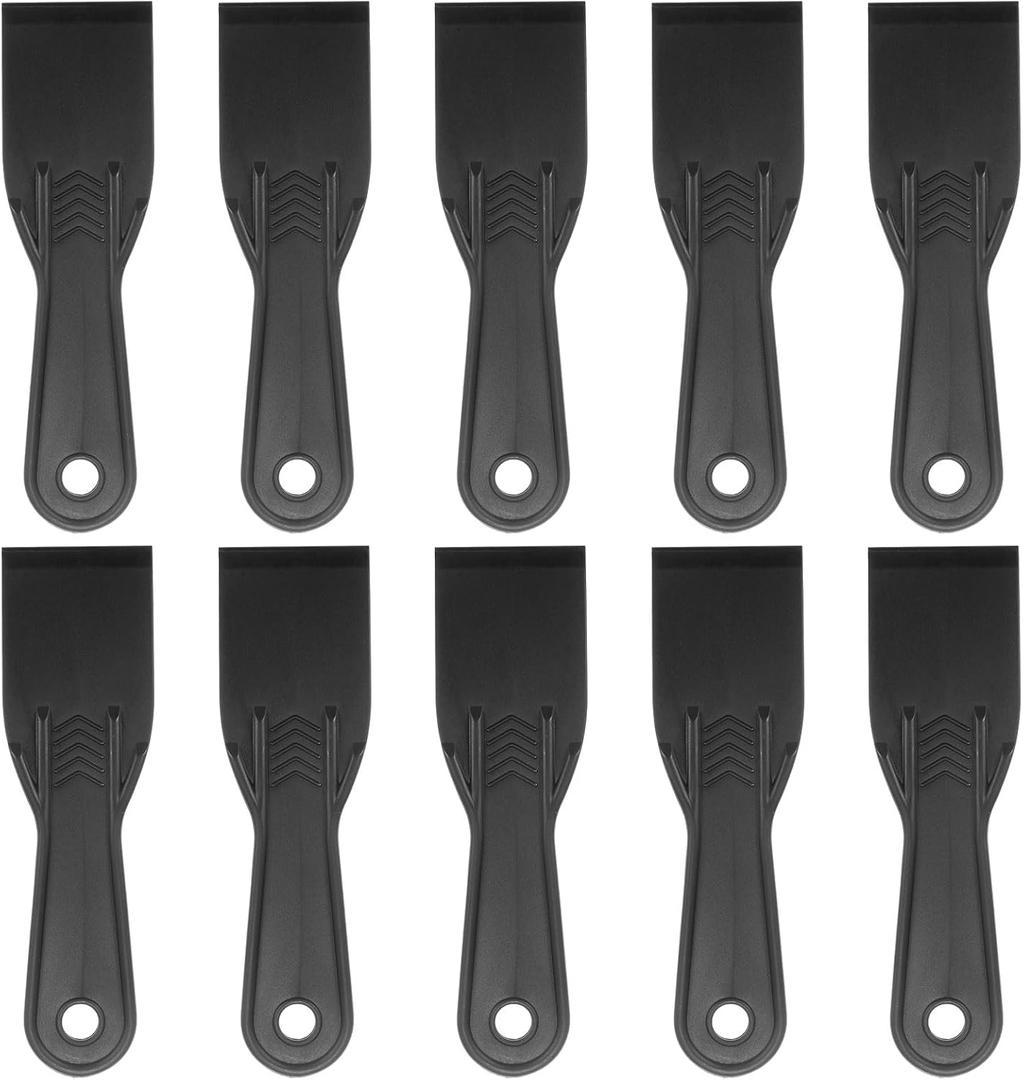 HARFINGTON 10pcs Putty Scraper 2" Width 6mm Thin Width 6mm Thin Flexible Plastic Putty Knives for Taping Drywall Spreading Painting Wall Scratching (Black)