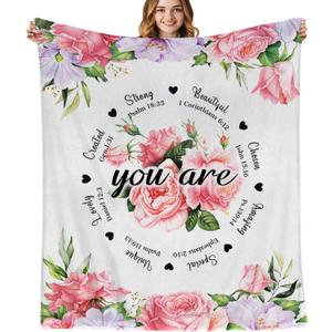 Christian Birthday Gifts for Women Friends Blanket 60"x50",Unique Inspirational Religious Catholic Spiritual & Baptism Comformation Gifts for Girl Godmother Mom Sister