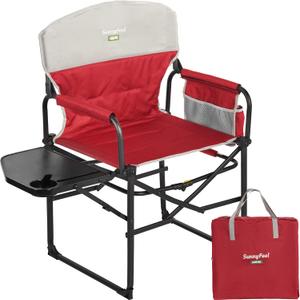 SUNNYFEEL Camping Directors Chair, Heavy Duty,Oversized Portable Folding Chair with Side Table, Pocket for Beach, Fishing,Trip,Picnic,Lawn,Concert Outdoor Foldable Camp Chairs, Large