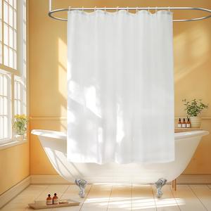 Seenus Waterproof Fabric Small Shower Curtain with 3 Weighted Magnets, 60 x 60 inch White Cloth Shower Liner Washable for Walk in Tub, RV Shower Curtains for Camper