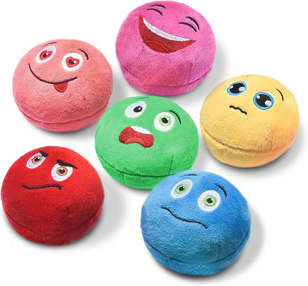 Squeaky Dog Toys, Stuffed Plush Puppy Toy Balls to Keep Them Busy, (6 Pack) Interactive Funny Pet Ball with Squeaker for Puppies Small Breed Dogs