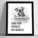 arteWOODS Bathroom Wall Art 8x10 Inch - Bathroom Quotes Wall Decor, Black Framed Funny Dog Bubble Bath Print Artwork, Waterproof Canvas Art Sign for Shower, Toilet, Restroom, Kid's Washroom, Ready to Hang