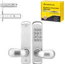 Stainless Steel Mechanical Digit Keypad Handle Door Lock,Commercial Keyless Push Button Code Door Lever,Single-Sided Combination &Interior Non-Locking,Exterior Auto-Lock,Outdoor Entry Gate