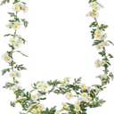 2 Pcs Wildflower Garland Spring Flowers Garland 12 FT White Artificial Daisy Flowers and Leaves Faux Floral Vine for Mantle Baby Shower Wedding Arch Porch Staircase Summer Decor