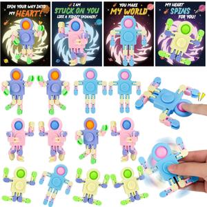 Valentines Day Cards for Kids School with 28 PCS Wacky Tracks Fidget Spinners, Kids Valentine Party Favor, Valentine's Day Classroom Prizes, Ideal Valentine Exchange Gift
