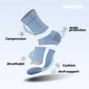 BRISIRA Coolmax Bamboo Viscose Running Compression Quarter Socks Women Moisture Wicking Anti Blister Athletic Ankle Cushion (Blue, S)