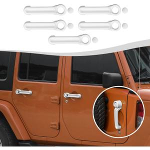 Door Handle Cover & Tailgate Handle Cover Inserts, 5Pcs Exterior Door Handle Accessories Compatible with 2007-2018 Jeep Wrangler JKU 4-Door(White)