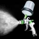 HVLP Paint Sprayer with 10pcs 600ML Mixing Quick Cup,Spray Paint Gun Set Contain 3 Nozzles 1.4/1.7/2mm &Pressure Gauge,Sprayer Gun for Car Painting,Furniture Surface Spraying (Green-Spray Gun Kit)