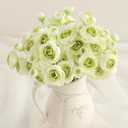 Floroom Ranunculus Artificial Flowers 18 Pcs Green Faux Silk Mini Ranunculus Bulk Fake Wedding Filler Flowers for DIY Bouquets, Centerpieces, Bridal Shower Decorations & Arrangements