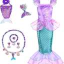 Little Girls Princess Mermaid Costume for Girls Dress Up with Accessory for Christmas Birthday Party Supplies