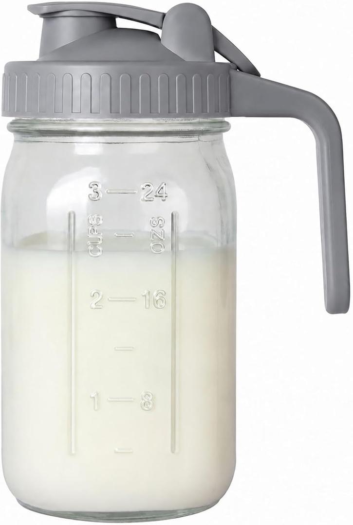 32 oz Breast Milk Pitcher, Glass Mason Jar Pitcher with Lid